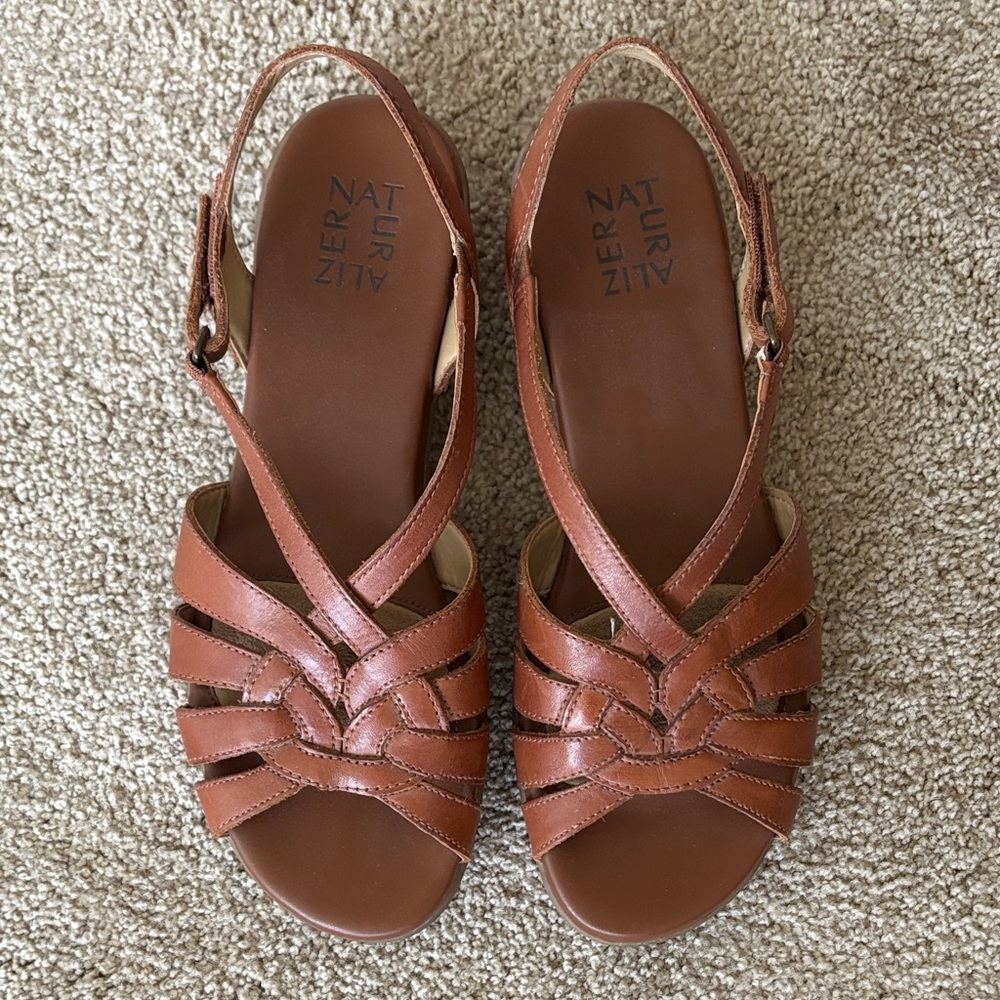 Naturalizer Brown Leather Strappy Sandals